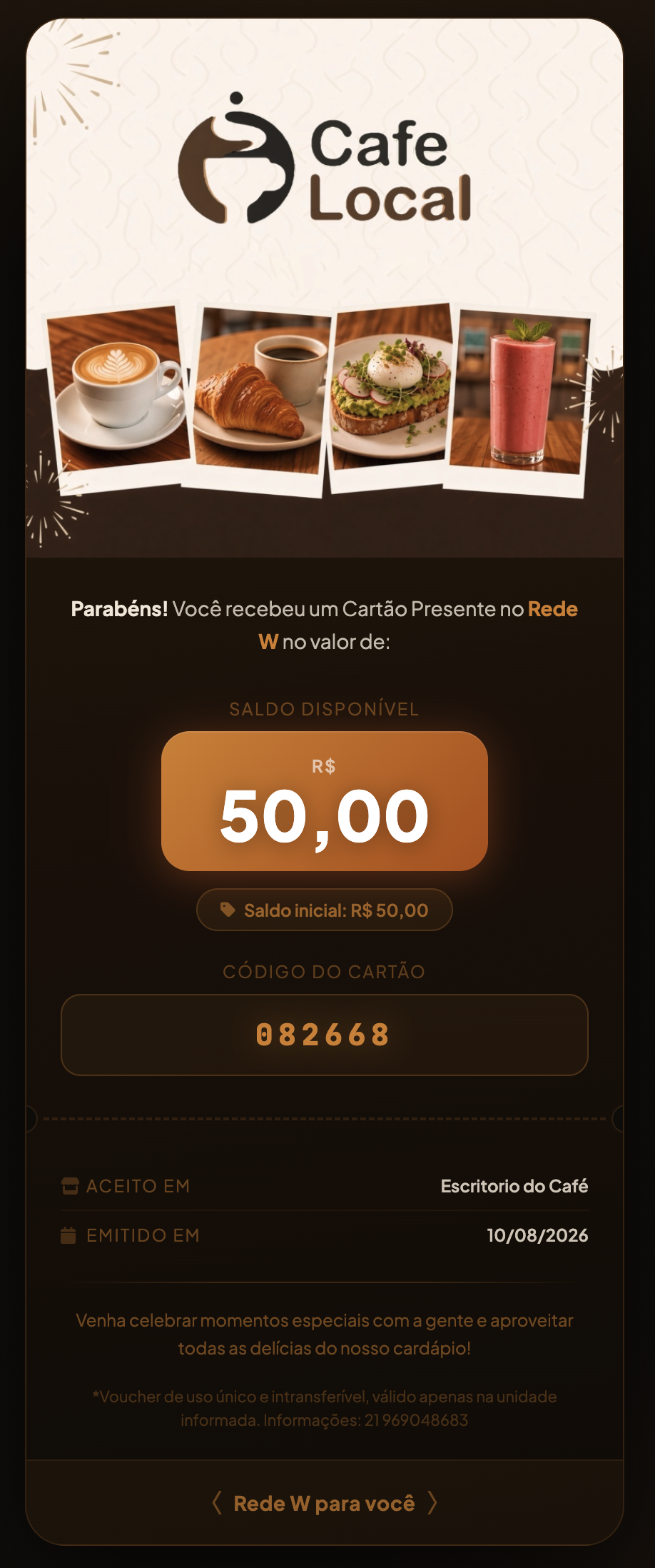 Cartão presente digital